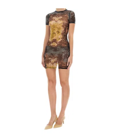 Jean Paul Gaultier Printed Crew Neck Dress In Multi
