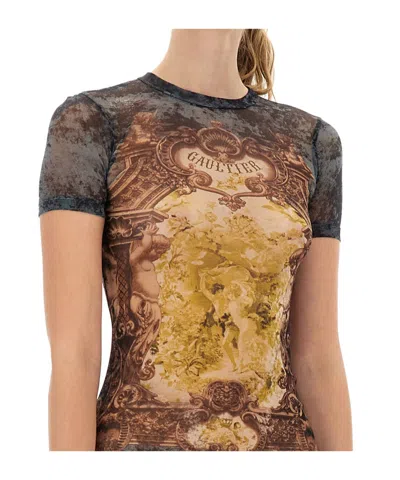 Jean Paul Gaultier Printed Crew Neck Dress In Multi