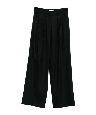 Pt Torino Cropped Wide-leg Trousers With Clean Waistband In Black