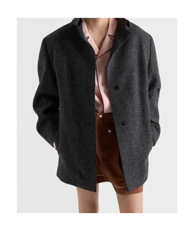 Prada Single-breasted Shetland Wool Jacket In Black