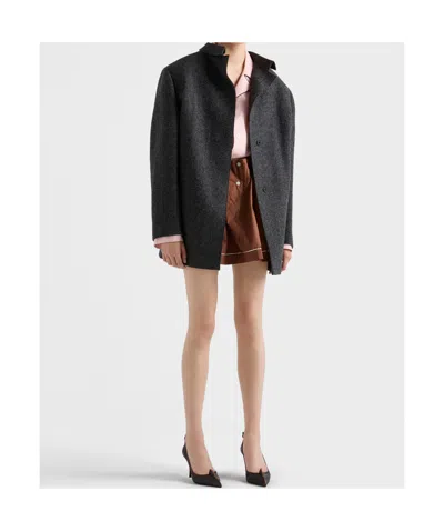 Prada Single-breasted Shetland Wool Jacket In Black