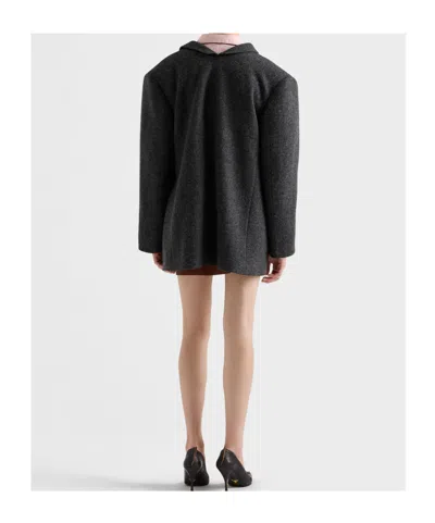 Prada Single-breasted Shetland Wool Jacket In Black