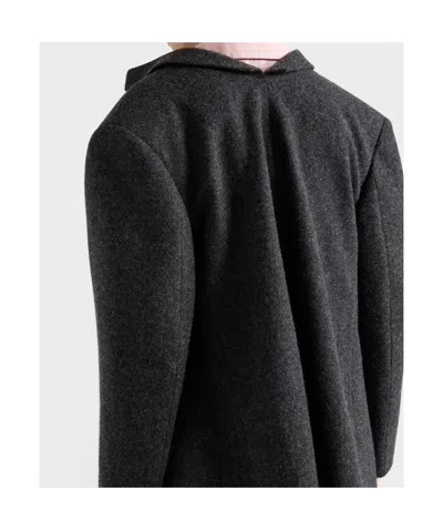 Prada Single-breasted Shetland Wool Jacket In Black