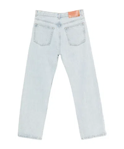 Msgm Light Wash Straight-leg Denim Pants With Classic Five-pocket Styling In Blue