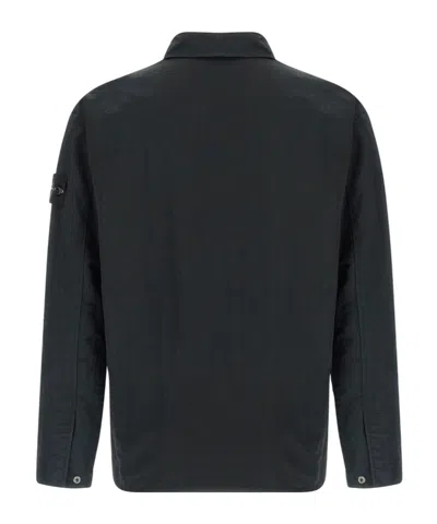 Stone Island Black 1200020 Wrinkled Corduroy 500-tc Jacket In Black