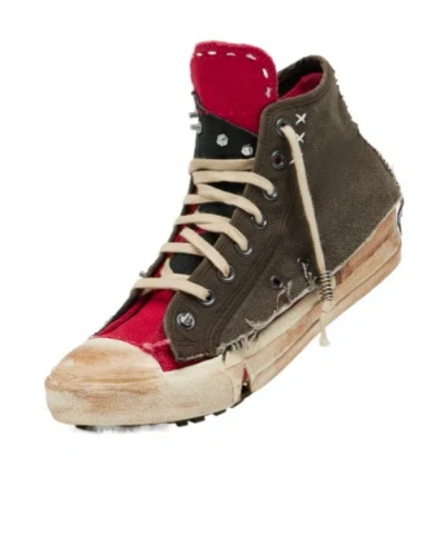 Maison Margiela High-top Sneakers Featuring Contrast Stitching In Brown