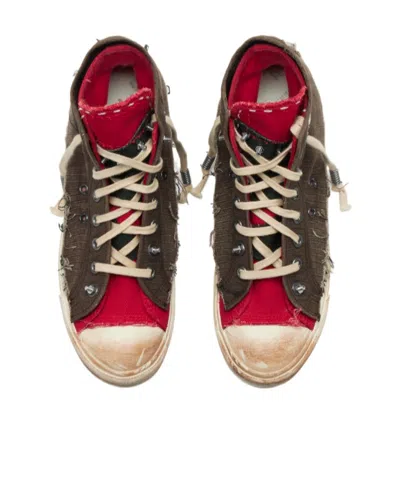 Maison Margiela High-top Sneakers Featuring Contrast Stitching In Brown