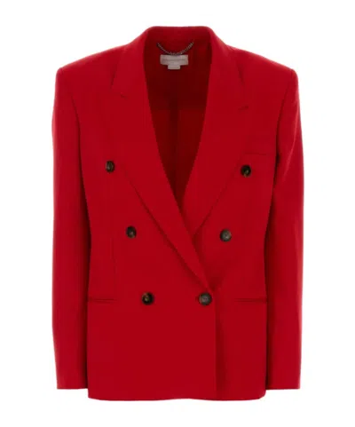 Stella Mccartney Tailored Wool Blazer Featuring Structured Shoulders In Red