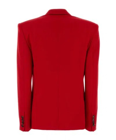 Stella Mccartney Tailored Wool Blazer Featuring Structured Shoulders In Red