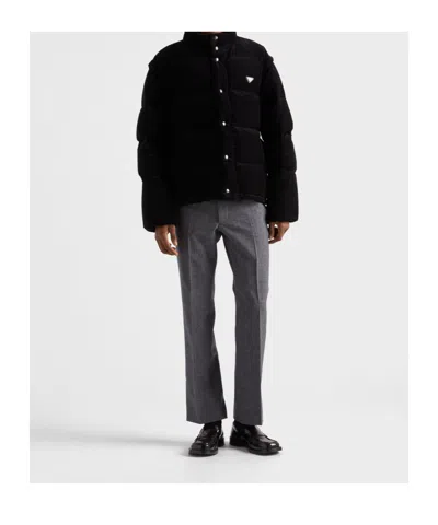 Prada Long-sleeved Cotton Jacket In Black