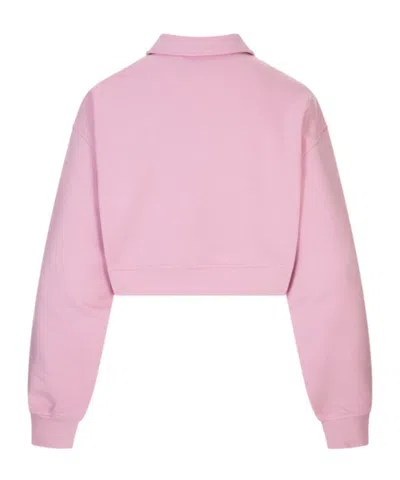 Msgm "follow The Rabbit" Collared Sweatshirt In Pink
