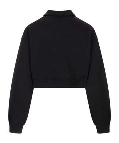 Msgm 3d Follow The Rabbit Embroidery Cropped Sweatshirt In Black
