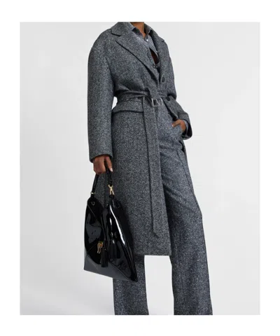 Ermanno Scervino Single-breasted Tailored Coat With A Masculine Fit And Belt At The Waist In Gray