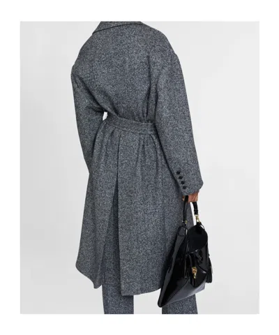 Ermanno Scervino Single-breasted Tailored Coat With A Masculine Fit And Belt At The Waist In Gray