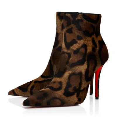 Christian Louboutin Miss Z 100mm Leopard Pony Hair Ankle Boots In Brown