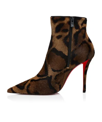 Christian Louboutin Miss Z 100mm Leopard Pony Hair Ankle Boots In Brown