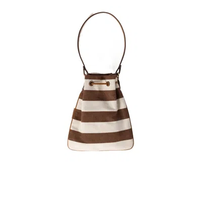 Miu Miu Striped Fabric Drawstring Pouch In Multi