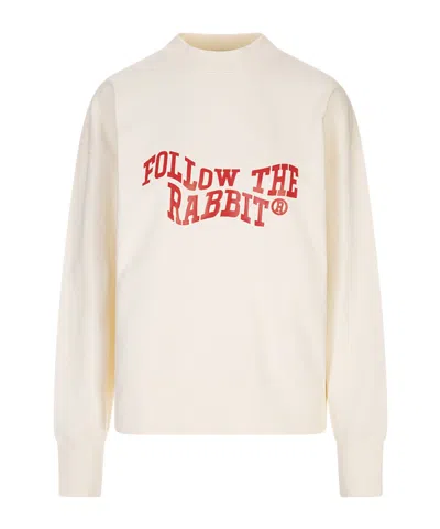 Msgm Long-sleeved Crewneck Sweatshirt In White