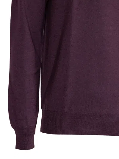 Cruciani Crew-neck Wool Sweater In Purple
