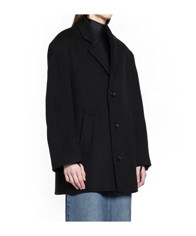 Coperni Collarless Long-sleeve Coat In Black