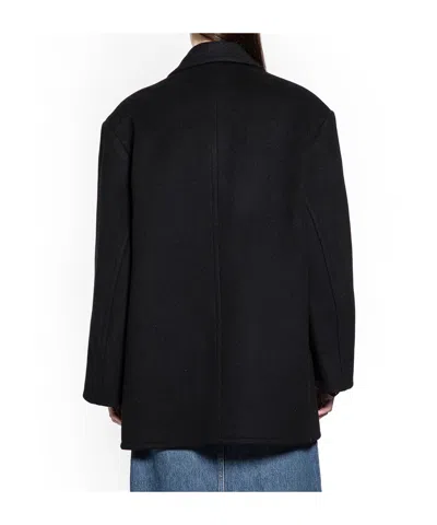 Coperni Collarless Long-sleeve Coat In Black