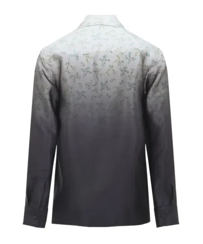 Jil Sander Floral Long Sleeve Shirt With Spread Collar In Black