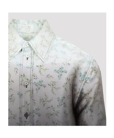 Jil Sander Floral Long Sleeve Shirt With Spread Collar In Black