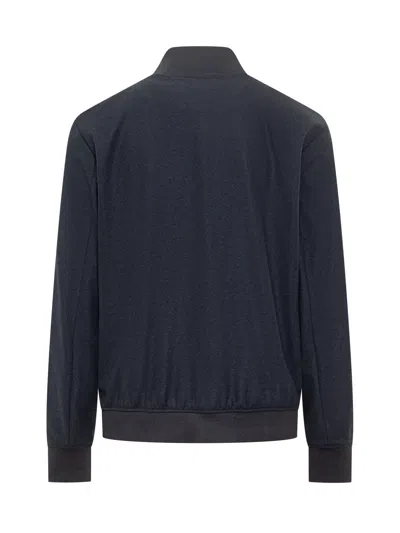 Hugo Boss Stretch Flannel Bomber Jacket With Ribbed Cuffs And Hem In Black