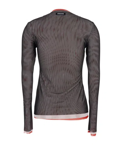 Msgm Crewneck Layered Blouse In Black