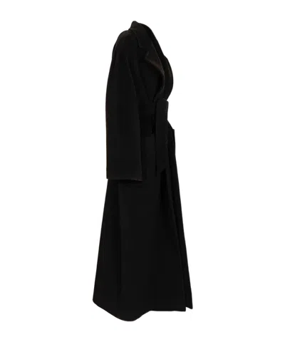 Tagliatore Long Wool Coat Belted Waist In Black