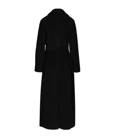 Tagliatore Long Wool Coat Belted Waist In Black
