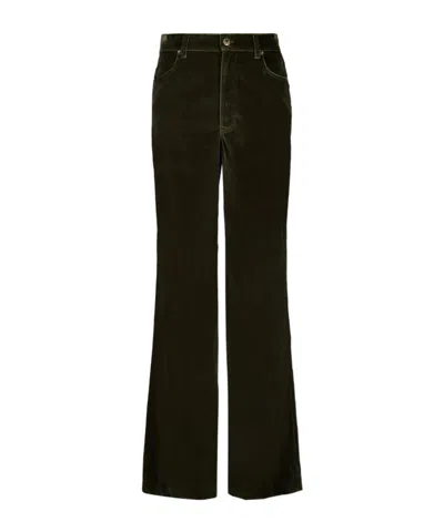 La Doublej Flared Cotton Trousers In Green