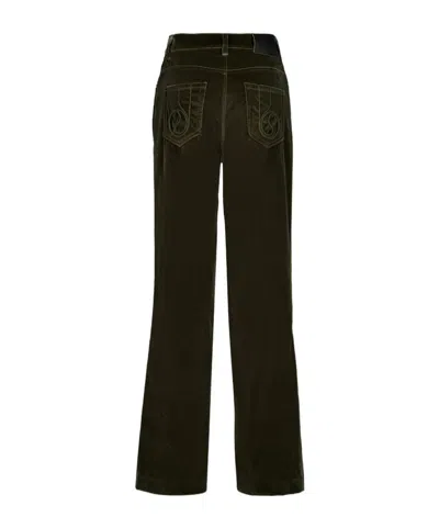 La Doublej Flared Cotton Trousers In Green