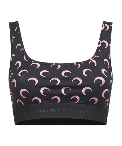 Marine Serre Moon Recycled Jersey Sports Bra In Black