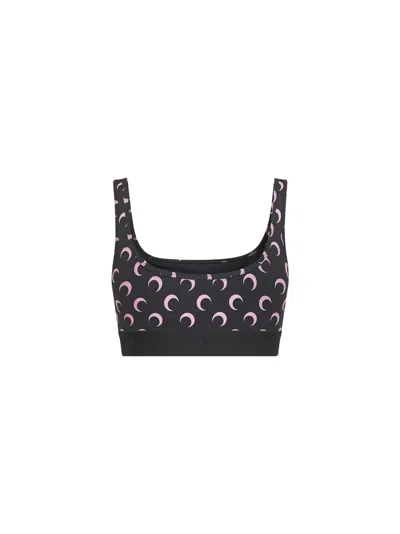 Marine Serre Moon Recycled Jersey Sports Bra In Black