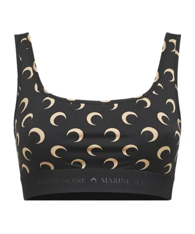 Marine Serre Crescent Moon Print Top In Black