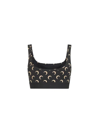 Marine Serre Crescent Moon Print Top In Black