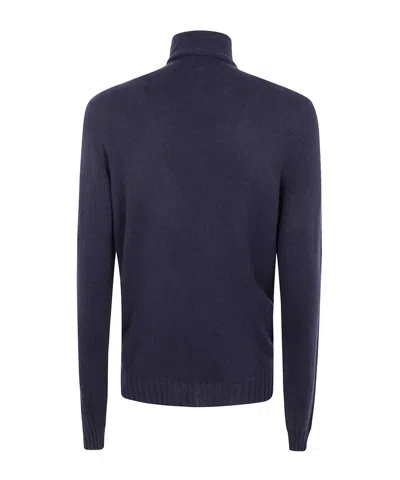 Md75 Cashmere Turtle Neck Sweater In Blue