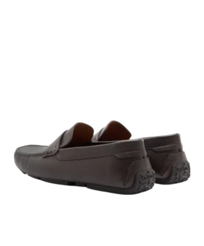 Bally Pilot Driver In Ebano Grained Leather In Brown