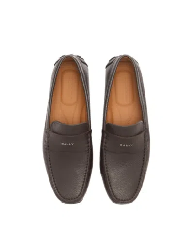 Bally Pilot Driver In Ebano Grained Leather In Brown