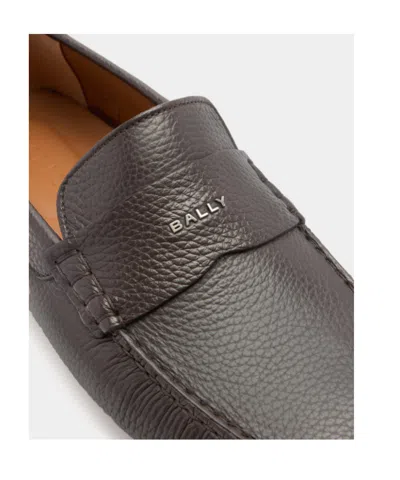 Bally Pilot Driver In Ebano Grained Leather In Brown