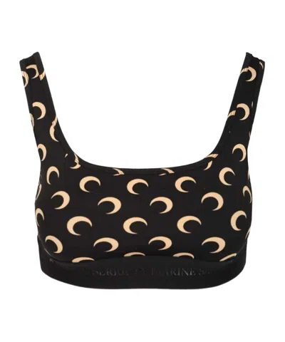 Marine Serre Crescent Moon Print Top In Black