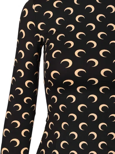Marine Serre Moon Printed Jersey Ls Crewneck Top Tops Black In Black