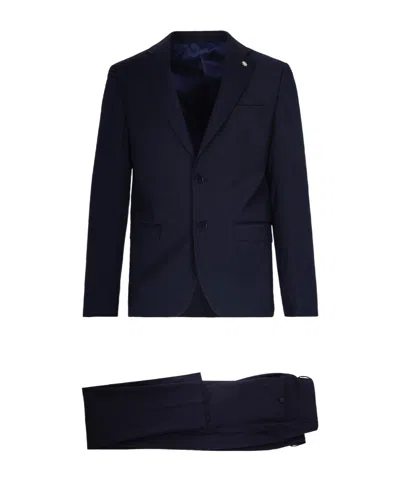 Manuel Ritz Notched-lapel Single-breasted Suit In Blue