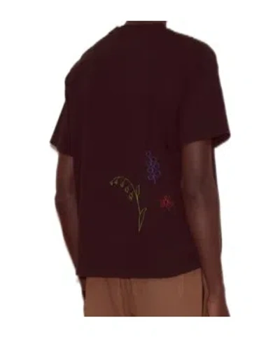 Bode Embroidered Field Guide Tee In Brown