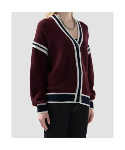 Gcds Striped Cardigan In Red