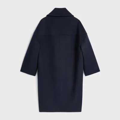 Celine Double-breasted Coat In Blue