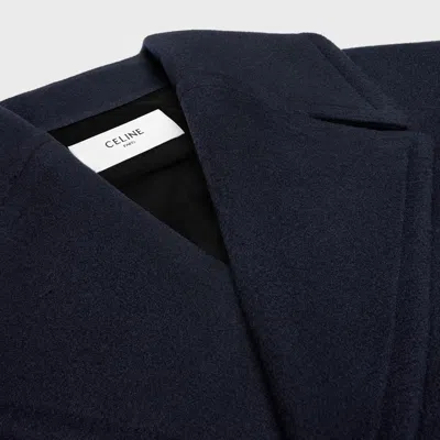 Celine Double-breasted Coat In Blue