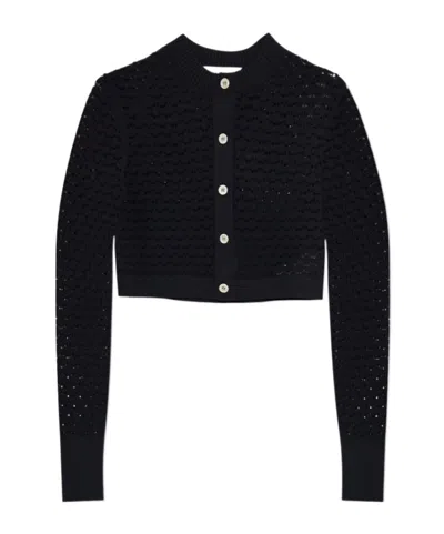 Lanvin Cropped Open-knit Cardigan In Blue