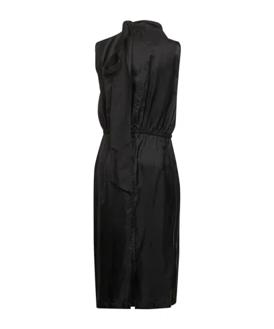 Gucci Women Black Fluid Viscose Twill Midi Dress In Black